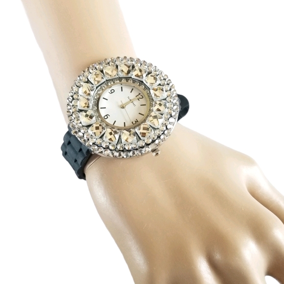 Narmi Crystal Rhinestone Silicone Band Watch - Picture 10 of 12